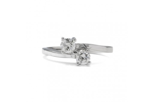 Ring mit 2 Brillanten 0,50 ct. in 14 Kt. 585 Wei&szlig;gold Gr. 54