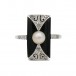 Ring mit Onyx Perle und Diamanten Art déco in 18 Kt. 750 Gold Sammlerstück Gr.56
