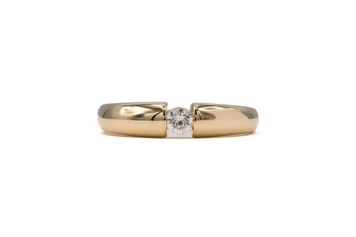 Ring Bandring mit Brillantsolit&auml;r 0,14 ct. in 14 Kt. 585 Gelbgold Gr. 53