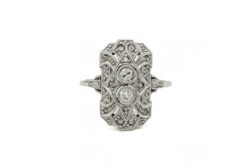 Ring Art d&eacute;co mit Altschliffdiamanten in 14 Kt. 585 Gold 51 Sammlerst&uuml;ck