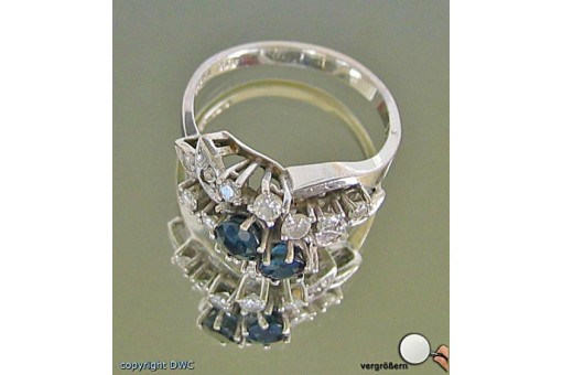 Ring mit Diamant Brillant Saphir Saphire Safir Brillanten in 585 er Gold 59 top!