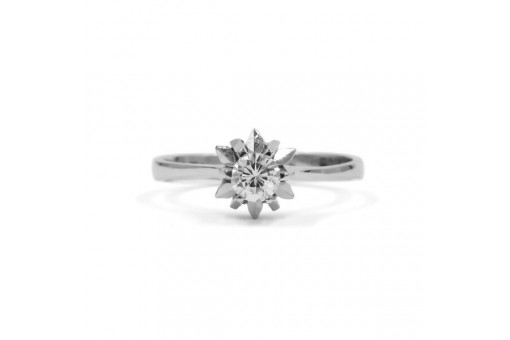Ring mit Diamant Brillant Solit&auml;r in aus 18 Kt 750 er Gold Gr&ouml;sse 58 fein
