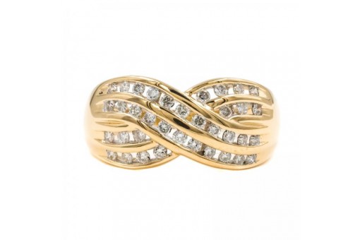 Ring mit 36 Brillanten Diamanten 0,72 ct in 14 Kt 585 er Gold Gr&ouml;sse 56 top