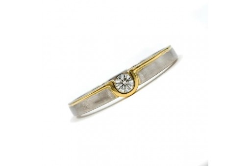 Ring Bandring mit Brillantsolit&auml;r 0,20 ct in 950 Platin 750 Gold 63 Edel!