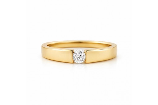 Ring mit Diamant Solit&auml;r 0,20 Carat aus Gelbgold 585 / 14 Karat - Bandring - NEU