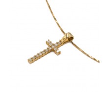 Kette mit Kreuz Anhänger und 14 Brillanten 0,10 ct in 780 18kt Gold Lä. 45 cm