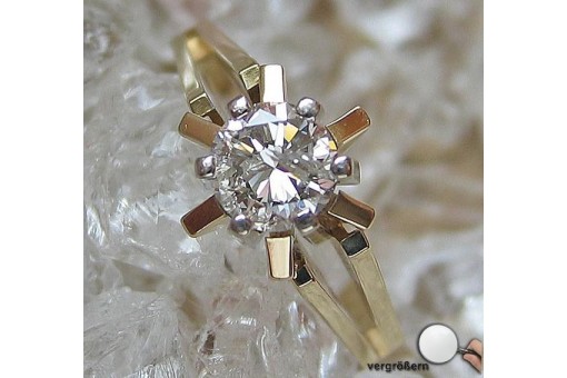 Ring mit Brillant Brillanten Diamant Solit&auml;r in 14 Kt 585 er Gold 54 Edel