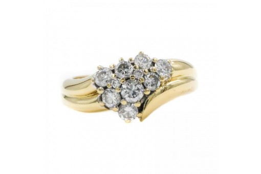 Ring mit Brillanten Diamanten 0,65 ct. in 14 Kt. 585 er Gold Ringe 52 Edel