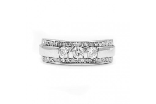 Ring mit Brillanten 0,80 ct in 585 14 Kt Wei&szlig; Gold Diamond Damen 54 Edel