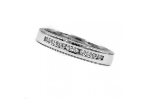 Ring Bandring mit Brillanten Diamanten 0,20 ct. in 14 Kt. 585 Wei&szlig; Gold 63 edel!