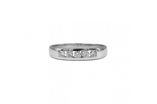 Ring Bandring mit 5 Brillanten 0,30 ct. in 18 Kt 750 Wei&szlig;gold Gr. 57