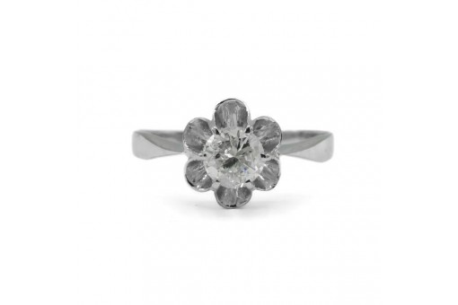 Diamantring Blume Solit&auml;r - 585 / 14 Karat Gelbgold mit Brillantsolit&auml;r Gr.59