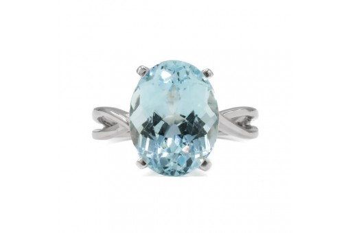 Ring mit Aquamarin 5,0 ct. in 18 Kt. 750 Wei&szlig;gold Gr. 53