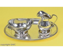 Service in aus 835 er Silber mit Tablett Milch Zucker Sahne Giesser Schale