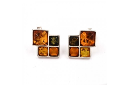 Ohrstecker mit Bernstein Ohrringe in aus 925 Silber Sterling Amber Silver.