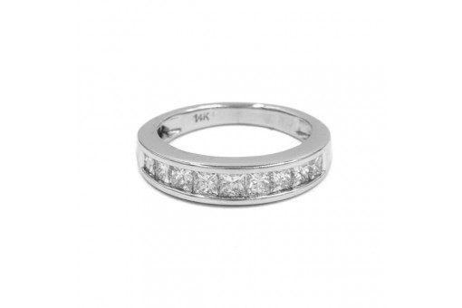 Ring mit 9 Diamanten in Prinzesscut 0,70 ct. in 14 Kt. 585 Gold 50