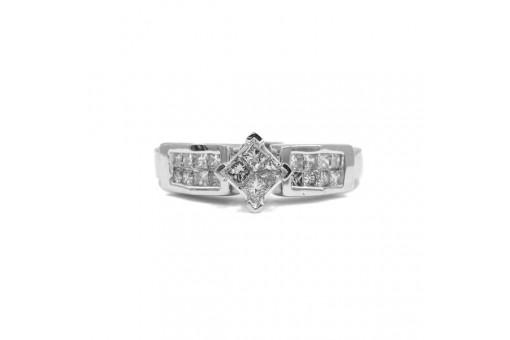 Ring mit 16 Diamanten im Prinzesscut 0,70 ct in 14 Kt. 585 Gold 55