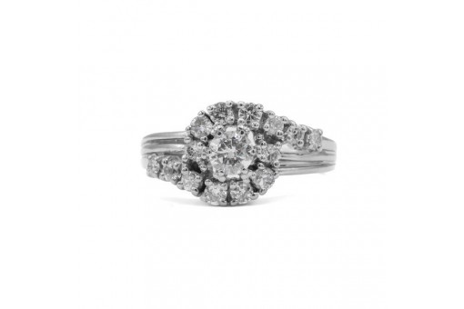 Ring mit Brillanten Diamanten in 14 Kt. 585 Wei&szlig;gold Gr. 57