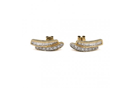 1 Paar Ohrstecker Ohrringe mit Diamanten und Brillanten in 18 Kt. 750 Gold