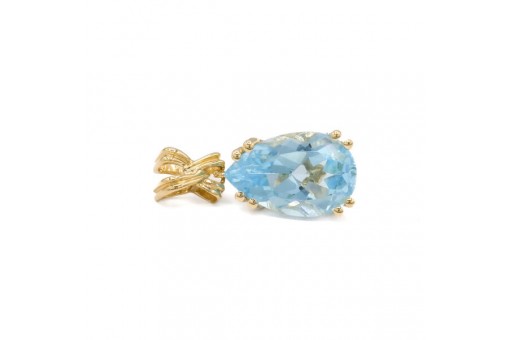Anh&auml;nger mit Blautopas in 585 14 kt Gold Topas f&uuml;r Kette 