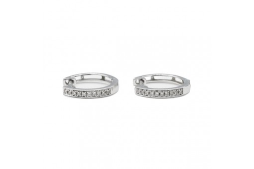 1 Paar Ohrringe Creolen mit 20 Diamanten 0,20 ct. in 14 Kt. 585 Wei&szlig;gold