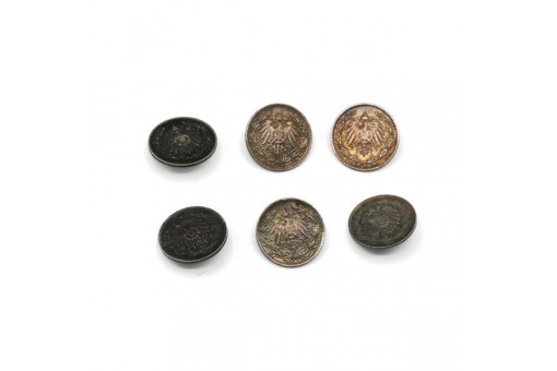 6 M&uuml;nzkn&ouml;pfe 1/2 Mark Deutsches Reich f&uuml;r Tracht silver coin Sammlerst&uuml;cke