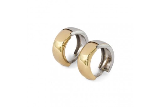 1 Paar Creolen Ohrringe earrings in 14 Kt. 585 Gelb/Wei&szlig;gold 17,0 mm