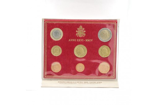 Original Kursm&uuml;nzensatz Vatikan 2004 Papst Johannes Paul II. im Roten Folder