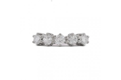 Brillantring Halb Memorie 585 / 14 Karat Wei&szlig;gold Cluster Diamant