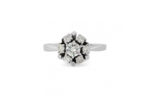 Ring mit Brillanten Diamanten in aus 750 er 18 kt. weiss Gold 51 Fein