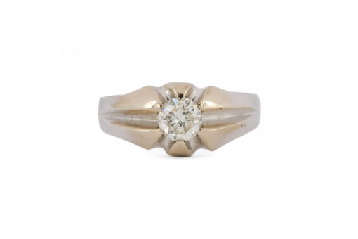 Ring mit Brillant Solit&auml;r Diamant in 14 Kt 585 er Gold Expertise Gr&ouml;sse 69 Top