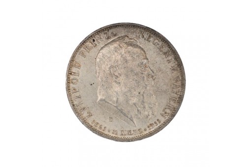 5 Mark Kaiserreich Prinzregent Luitpold von Bayern 1911 D J. 50 Sammlerest&uuml;ck