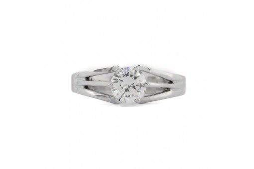 Ring mit Brillantsolit&auml;r 0,66 ct 18 Kt 750 Wei&szlig; gold DPL & IHK Gutachten 54