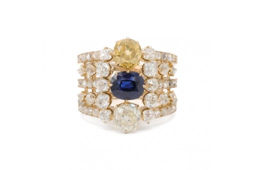 Antikring mit Diamanten in 585 / 750 Rotgold IHK Expertise Gr. 55 Sammlerst&uuml;ck