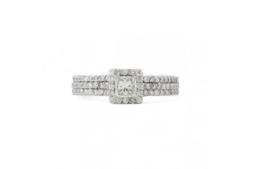 Ring mit Diamant Brillanten in 18 Kt. 750 Wei&szlig; gold 55