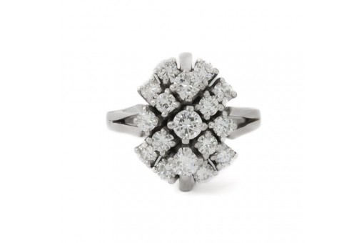 Ring mit 17 Brillanten zusammen 1,47 ct. in 14 Kt. 585 Wei&szlig;gold Gr. 57