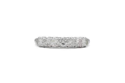 Ring Bandring Halbmemory mit 7 Brillanten 0,70 ct. in Platin Gr. 55
