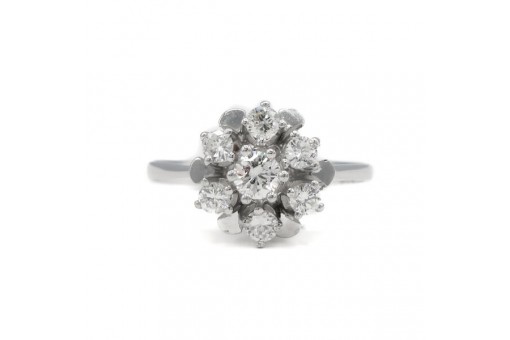 Ring mit 7 Brillanten 0,50 ct. in 14 Kt. 585 Wei&szlig;gold Gr. 51