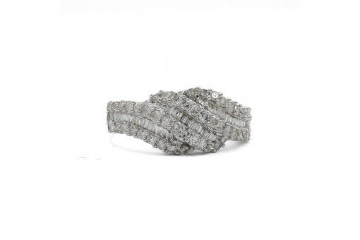Ring mit Diamanten und Brillanten 0,90 ct. in 14 Kt. 585 Wei&szlig;gold Gr. 53