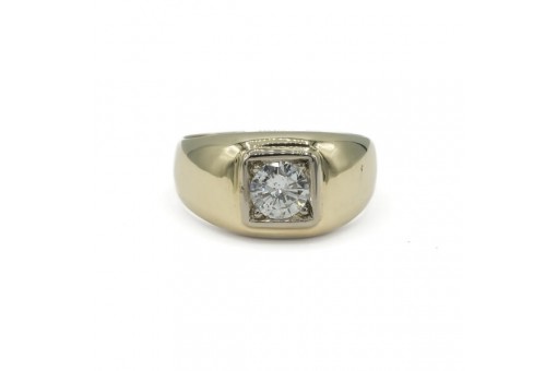 Ring Bandring mit Brillantsolit&auml;r 0,80 ct. in 14 Kt. 585 Gold Gr. 59