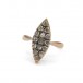 Ring Schiffchenring antik mit 15 Diamantrosen in 585 Gold Gr. 56 Sammlerstück