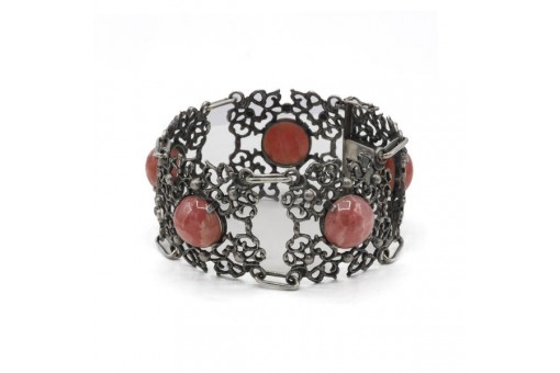 Armband mit Rhodochrosit in 835 er Silber Tracht rose quartz L&auml;nge: 20 cm