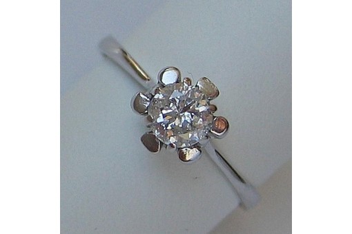 Ring mit Brillanten solit&auml;r in aus 14 Kt 585 er Gold Gr&ouml;sse 55 Diamanten top!