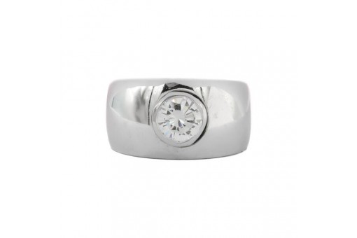 Ring Solit&auml;r mit Diamanten Brillanten in  18 750 er weiss Gold Gr&ouml;sse 57 Ringe 
