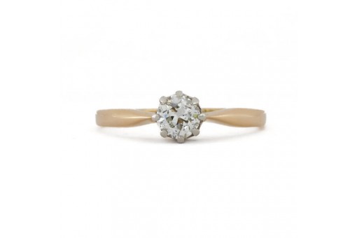 Ring mit Solit&auml;r Diamant 0,40 ct. in 14 Kt. 585 Gelbgold Gr. 56