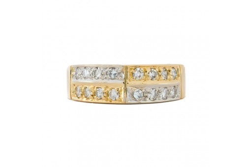 Ring Bandring mit 16 Diamanten 0,50 ct. in 18 Kt. 750 Gelbgold Gr. 55