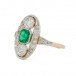 Ring mit Smaragd und Diamanten Art Deco 14 Kt. 585 Gold Sammlerstück Gr. 54