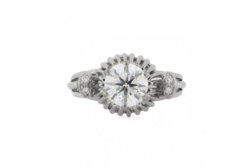 Ring mit Brillanten Diamanten Einkar&auml;ter in 750 er weiss Gold  Expertise 56 top
