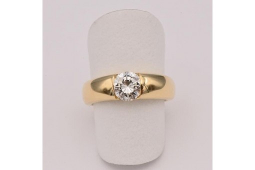 Bandring mit Brillantsolit&auml;r 1,01 ct in 18 Kt 750 Gold DPL IHK Expertise