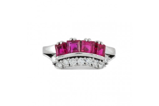 Ring mit Rubinen und Brillanten in 18 Kt. 750 Wei&szlig;gold Gr. 56